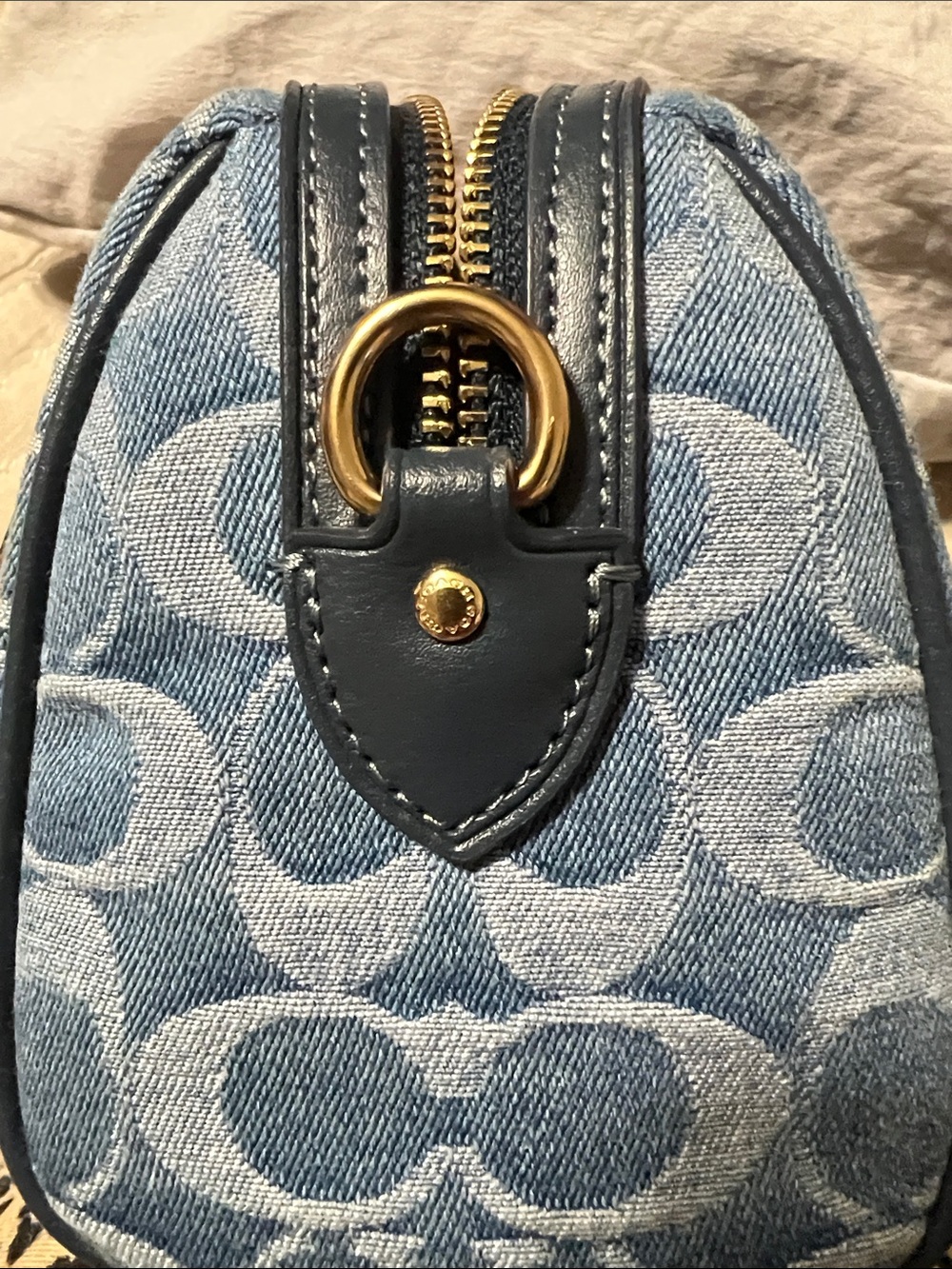 Coach Denim Mini Satchel in Blue with Tan Leather Handles - Picture 6 of 7